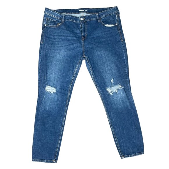Old Navy Rockstar Distressed Whiskering Super Skinny Plus Size Jeans 18 Casual - Picture 2 of 8